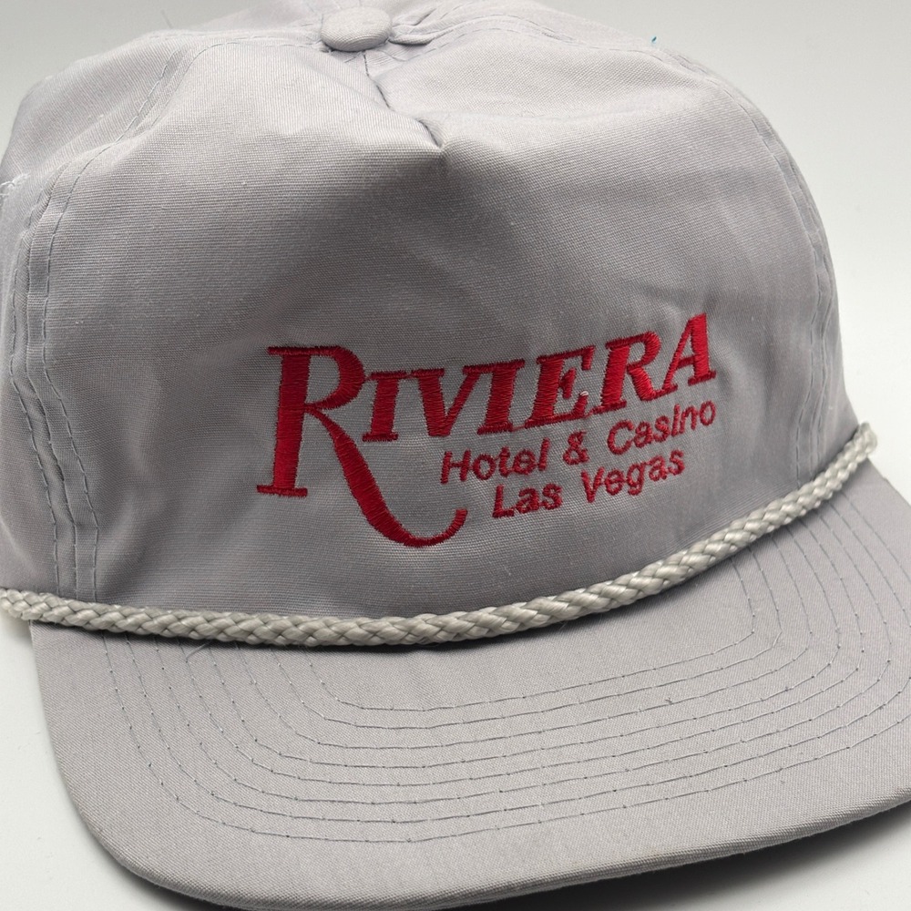 Designer Pro Riviera‎ Hotel Casino Hat Mens OSFA Gray Vintage Las Vegas Rope Cap